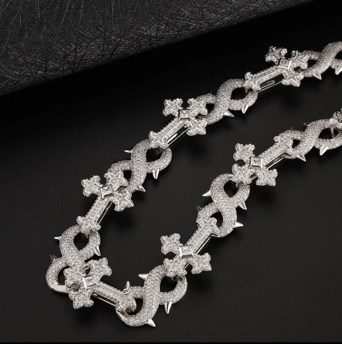 MOISSANITE VVS DIAMOND CROSS AND INFINITY LINK NECKLACE