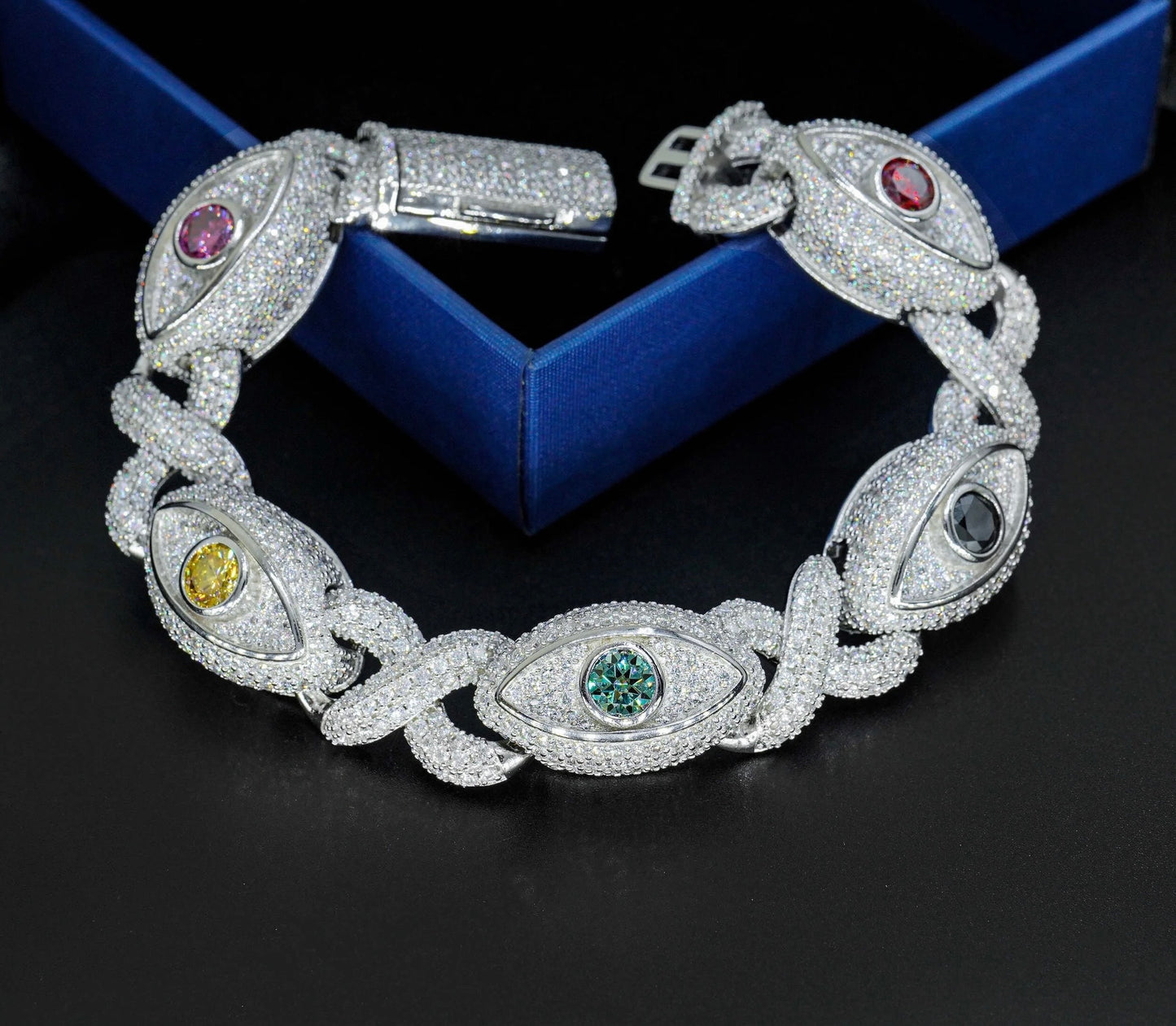 VVS MOISSANITE DIAMOND EVIL EYE BRACELET
