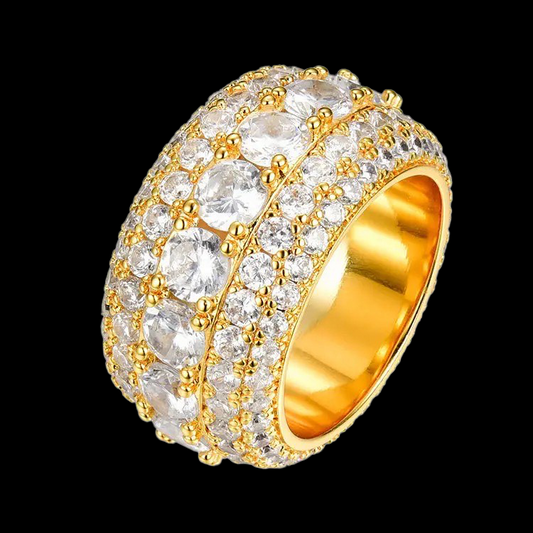 MOISSANITE VVS DIAMOND 5 ROW RING IN 18K GOLD