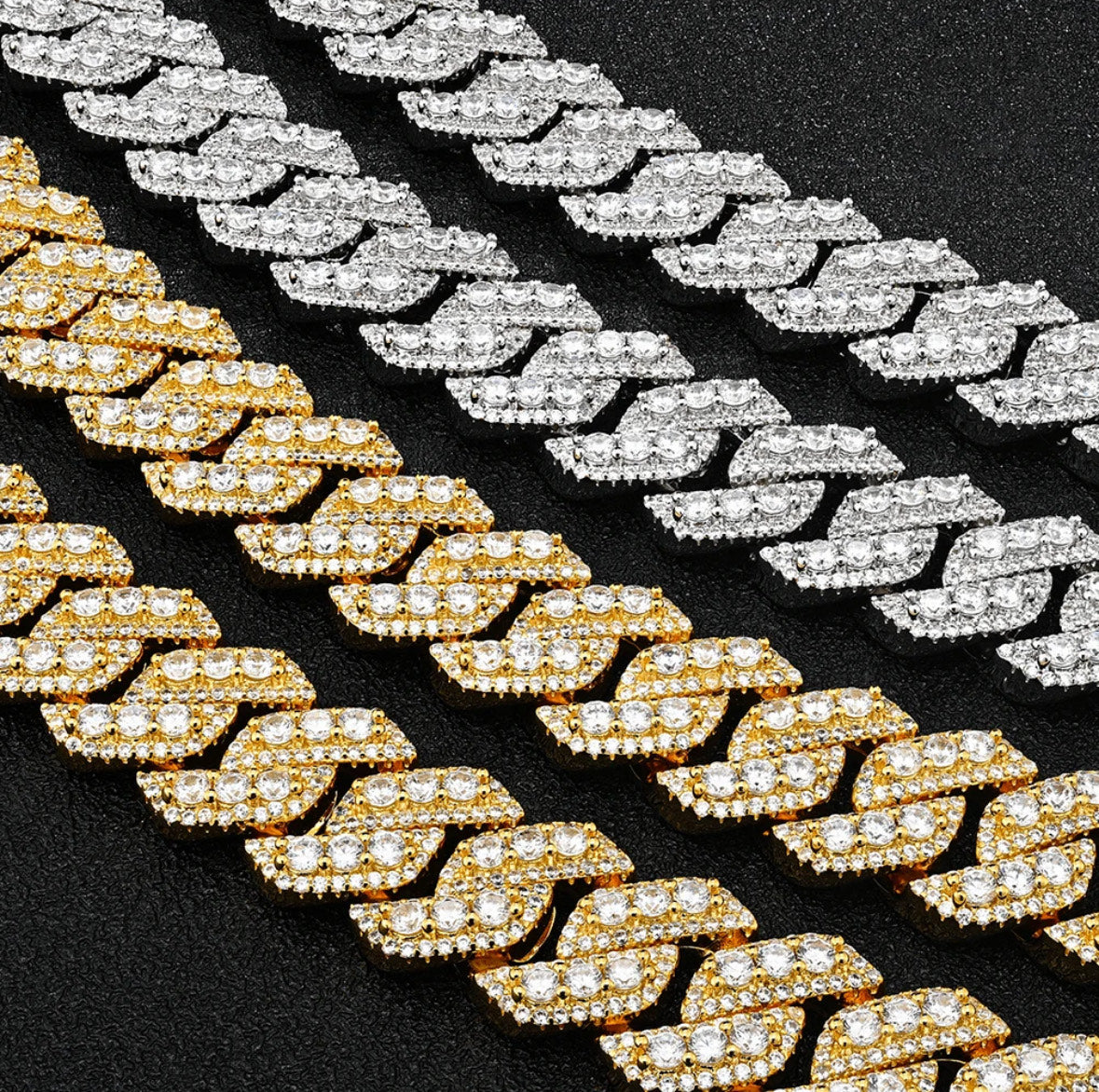 14MM VVS MOISSANITE  CUBAN LINK IN 18K GOLD