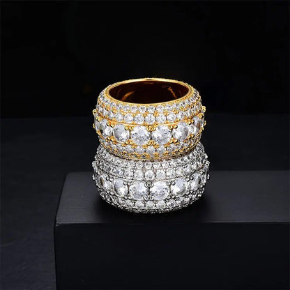 MOISSANITE VVS DIAMOND 5 ROW RING IN 18K GOLD