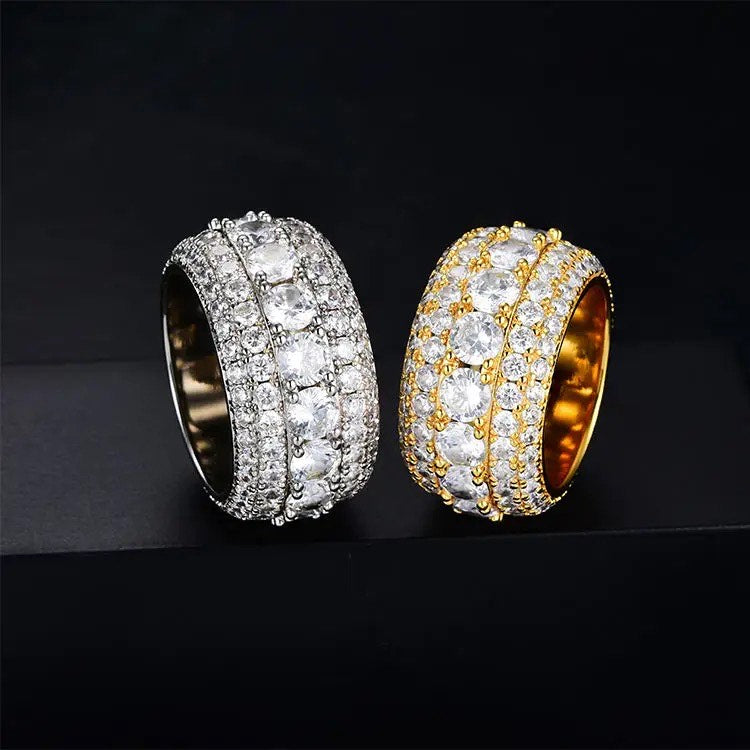 MOISSANITE VVS DIAMOND 5 ROW RING IN 18K GOLD