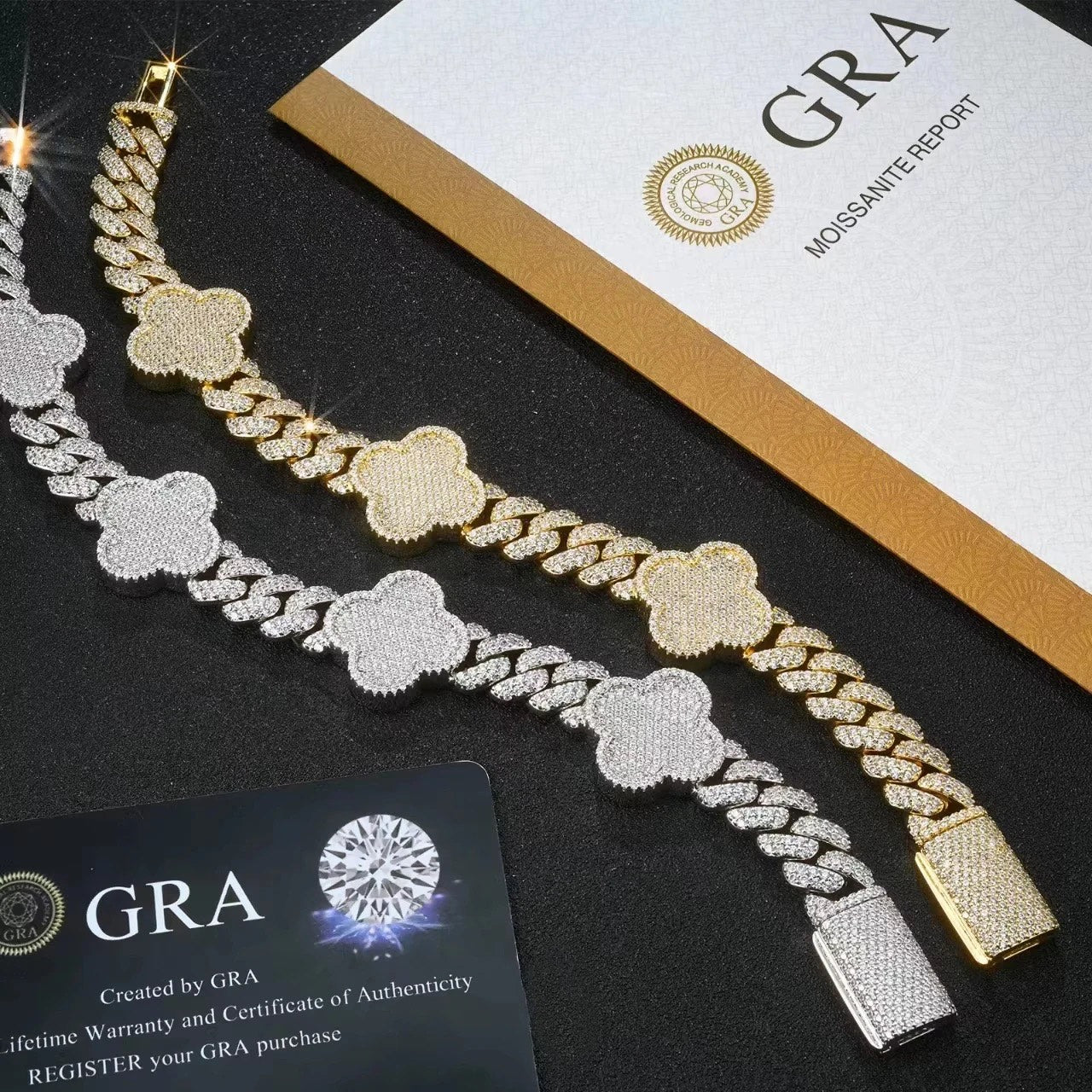 VVS FOUR CLOVER CUBAN LINK BRACELET