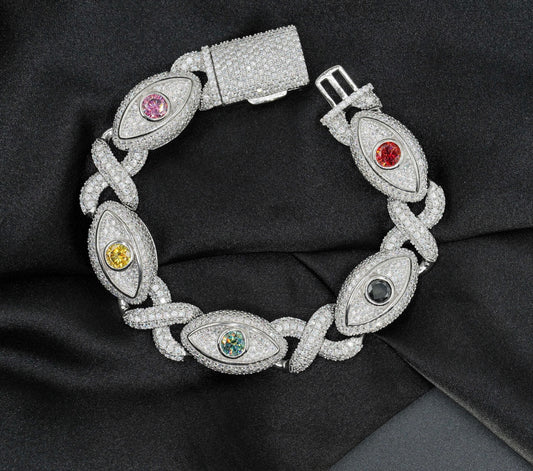 VVS MOISSANITE DIAMOND EVIL EYE BRACELET